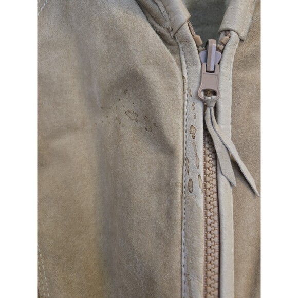 VTG Winlet‎ Leather Coat Jacket  Womens M Faux Fur Lined Tan 80s Suede Leather - Picture 3 of 14